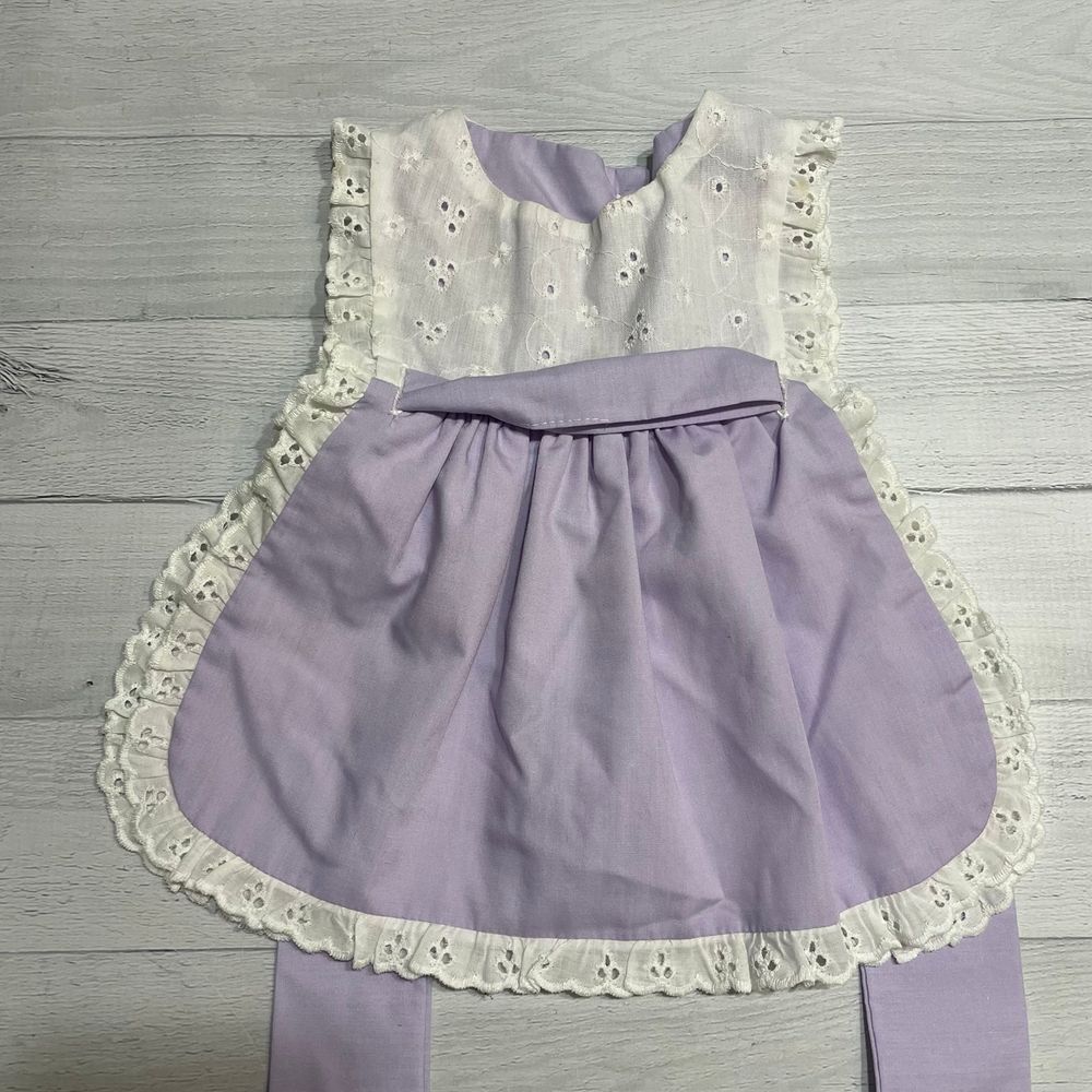 Vintage‎ baby apron dress purple and white 18 months